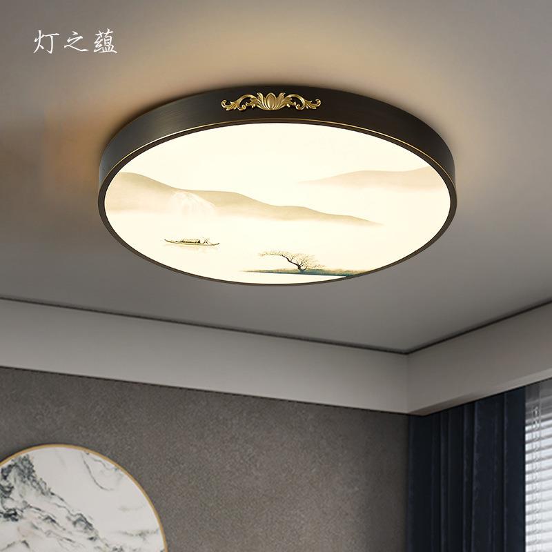 d全铜276新中式卧灯吸顶灯e简约现室代圆l形房间走廊