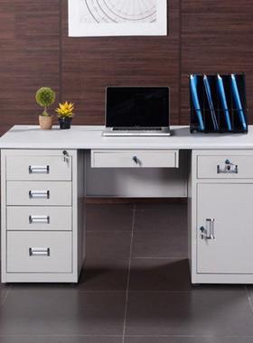 钢制办公桌1.2米1.4米员工字务电脑桌带锁抽屉书单人写台GH-03256