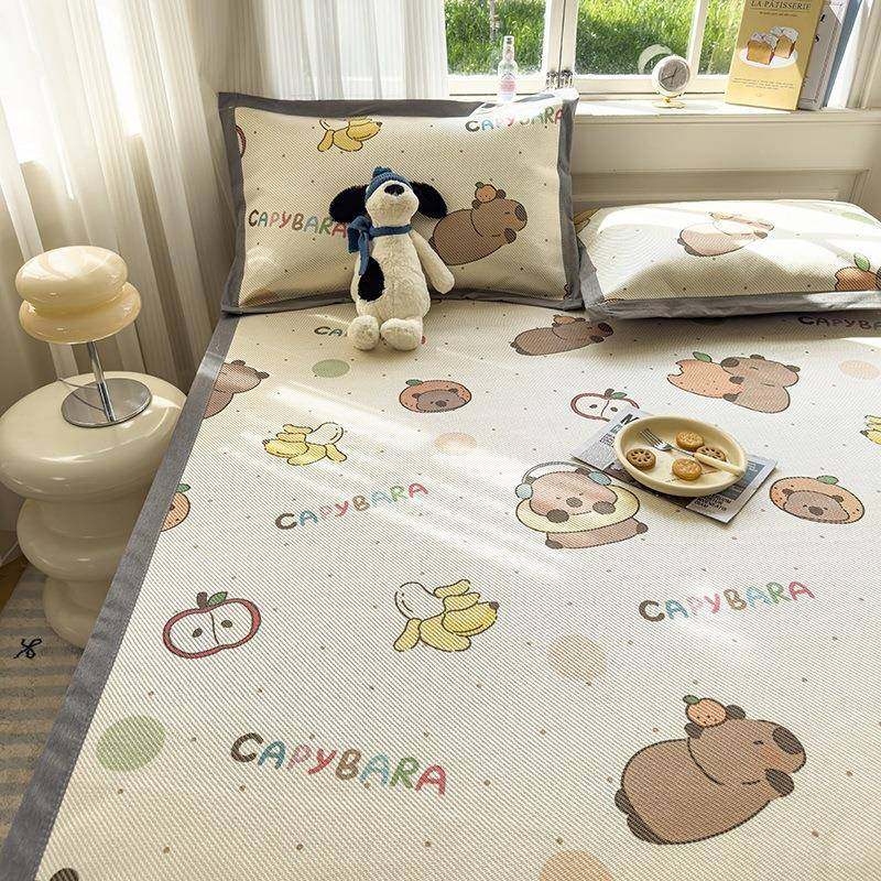 025新款宽NDK边套花2冰藤席1.2印*2.0床席+枕一只卡皮巴拉,床上用品,冰丝席,淘宝优惠券,粉丝福利购,淘宝优惠卷