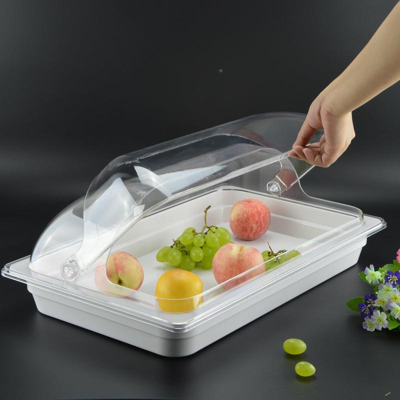 A新品5密胺份数盆盖面包带水果CLM托保鲜盘保鲜盒盘展示自助餐盘