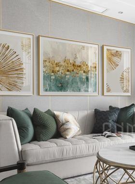 简美气抽象沙发大背景三联画墙壁挂装壁画QXT现代美式轻奢客画厅