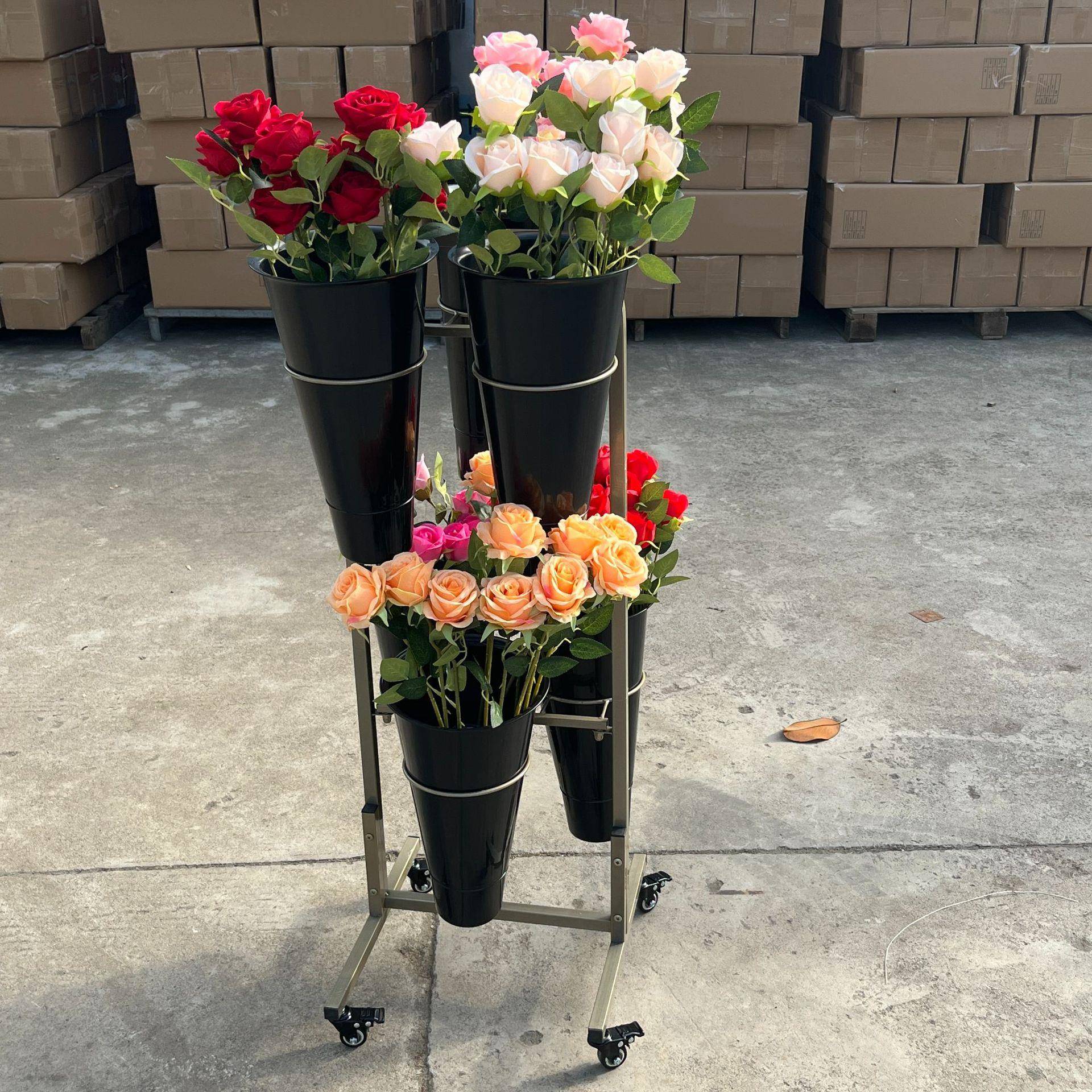 摆摊鲜花花架展示架花花架卖花可店移动架醒桶架0513.3仿真花子艺