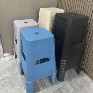 加厚塑料凳子用客胶厅餐桌高a105板成人方凳家凳可叠放登子餐厅备