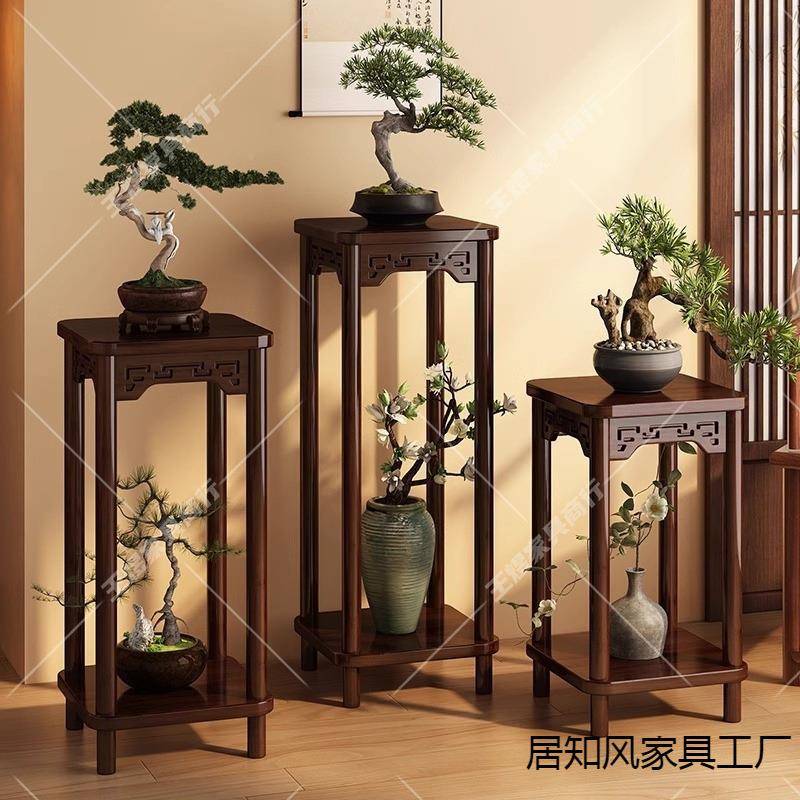 SCZ花多置物架台竹子层落地式家用客厅中式花台多肉绿萝阳花盆架