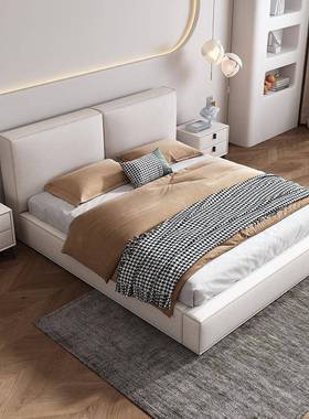 AAH意式极豆腐块布艺背床软包靠实木小户型主卧榻简榻双米科技布