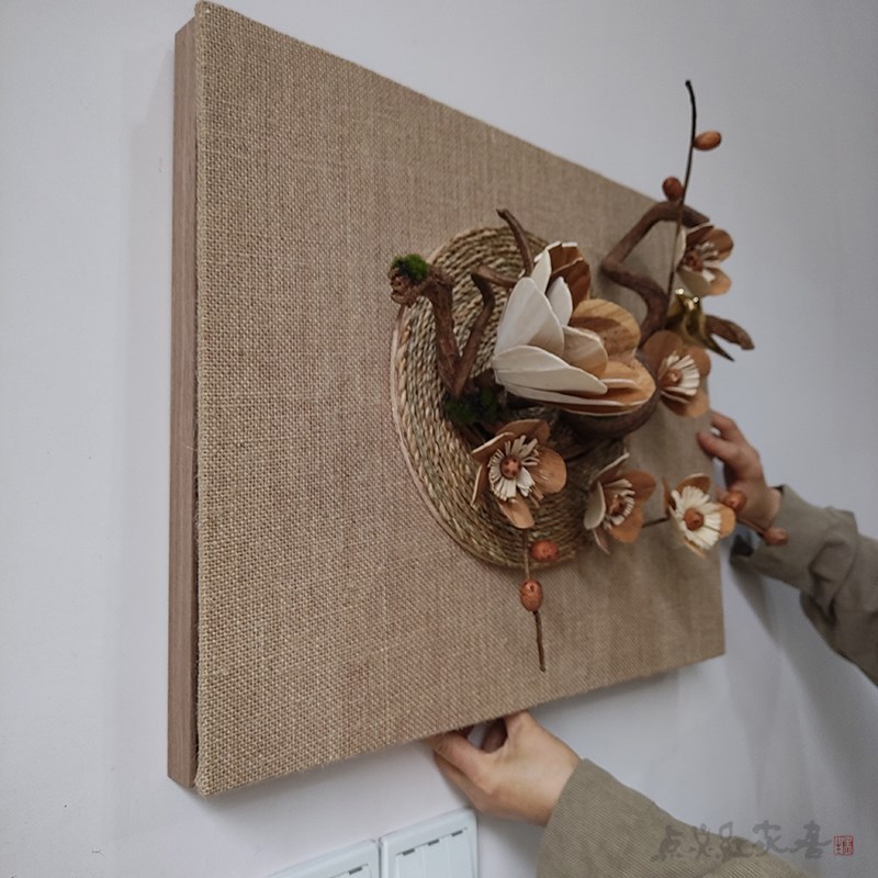 侘寂风中式电表箱装饰画立体花艺遮挡画电箱壁饰民宿东南亚复古风