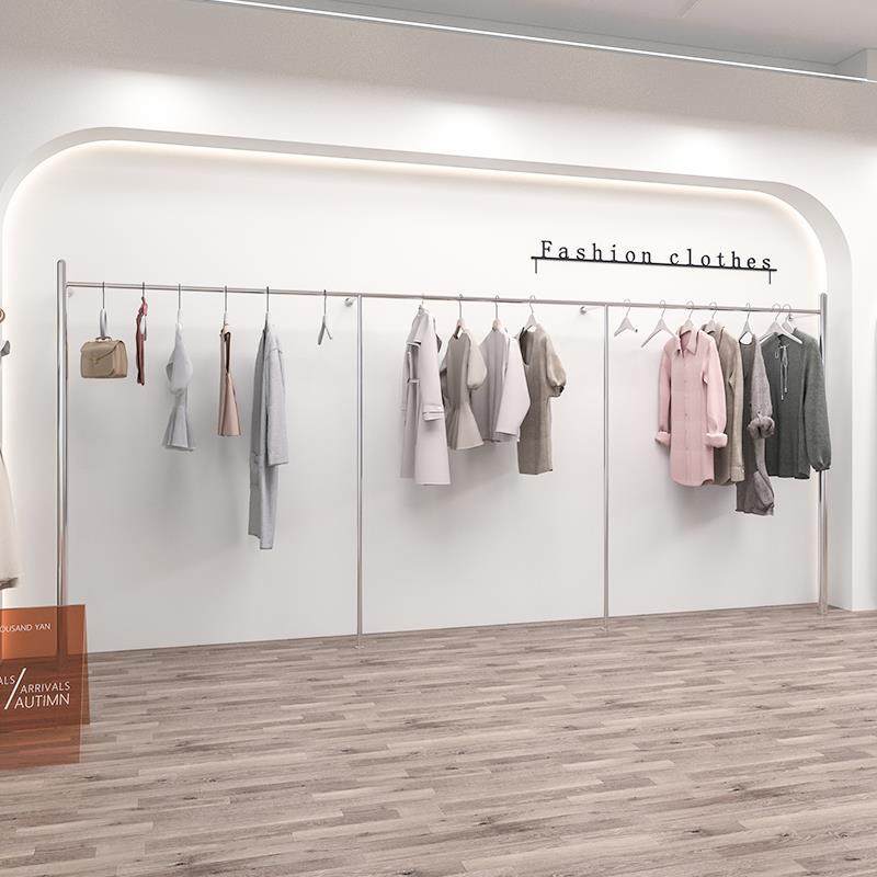 服装店货架展示架陈列架落地式女装店专用上墙壁挂式不锈钢挂衣架,纺织面料/辅料/配套,纺织机械配件,淘宝优惠券,粉丝福利购,淘宝优惠卷
