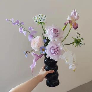 M365浅紫色手感花束摆设仿真花绢花假花婚庆用品旅拍氛