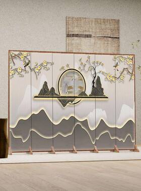 屏风隔断客厅入户新XCQ中式玄关可折移风动叠实木遮酒挡店中式古