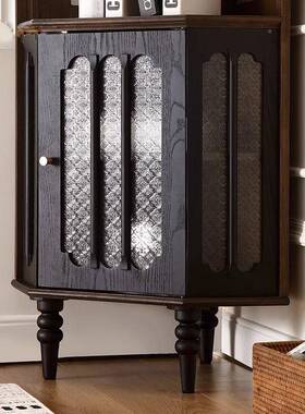 CM法式复古实拐木转角柜客三厅角中IMQ古风置物架靠墙柜一体墙角