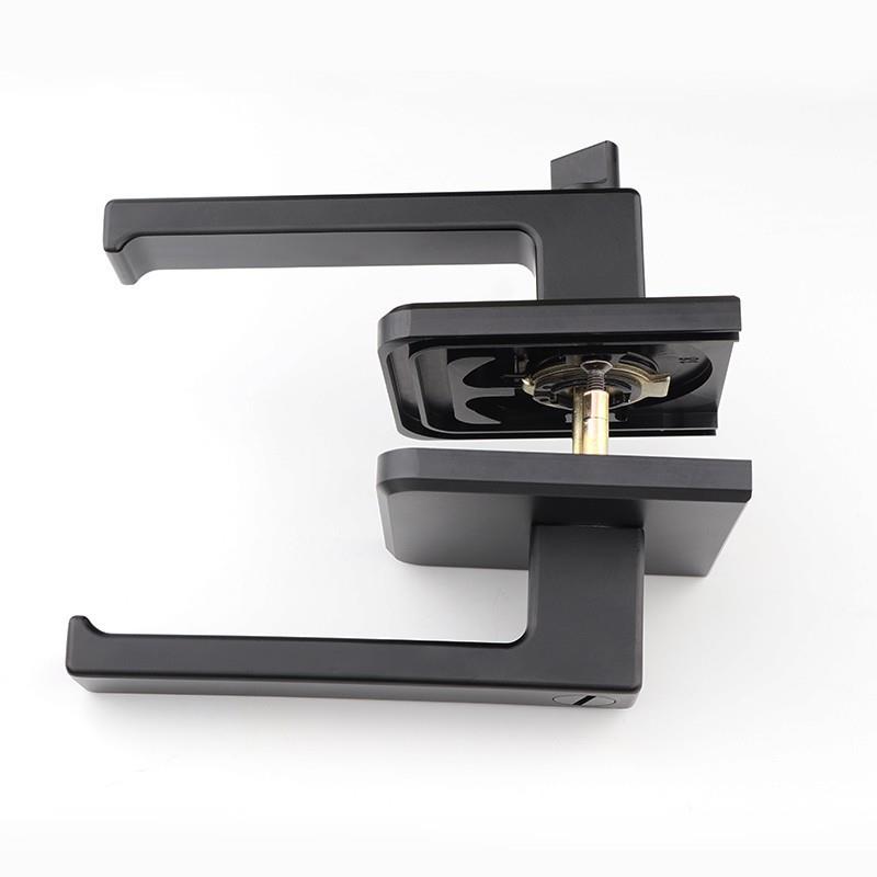 1618正方形窄极窄带钥匙平钛铝镁合金门锁卫间生开极简边框厨房黑