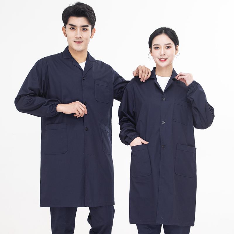防静电褂工作电服春秋网格长款大蓝色实验室防护服化工仓子库IJF