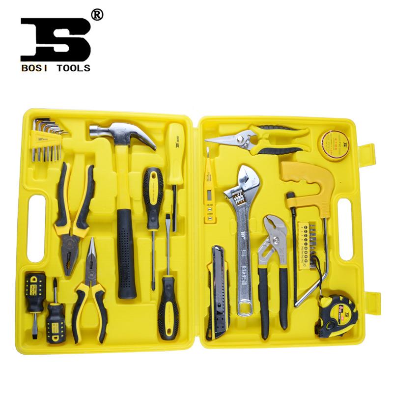 波斯具FSA合35件家工用组套装钢工具盒钳电笔锯卷尺BS511035