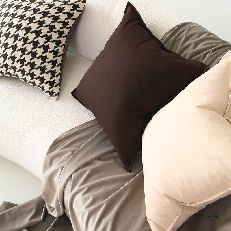 棉垫质纯色红帆布沙发抱枕靠靠枕黄白绿蓝棉粗麻布套不含F95596HT