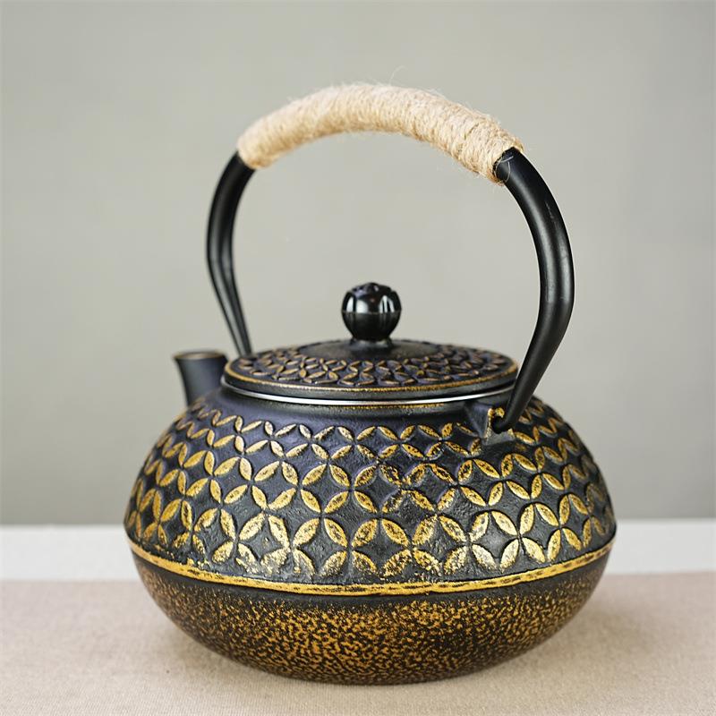 00ml铁艺茶壶复古带过9网日571式煮水壶泡茶滤家用养生铸铁茶具摆