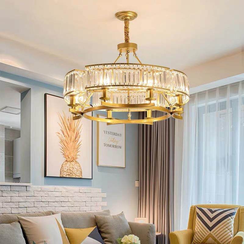 美式吊水晶复风客厅主灯轻奢大户型吊灯卧古室简灯具约乡村餐灯吊