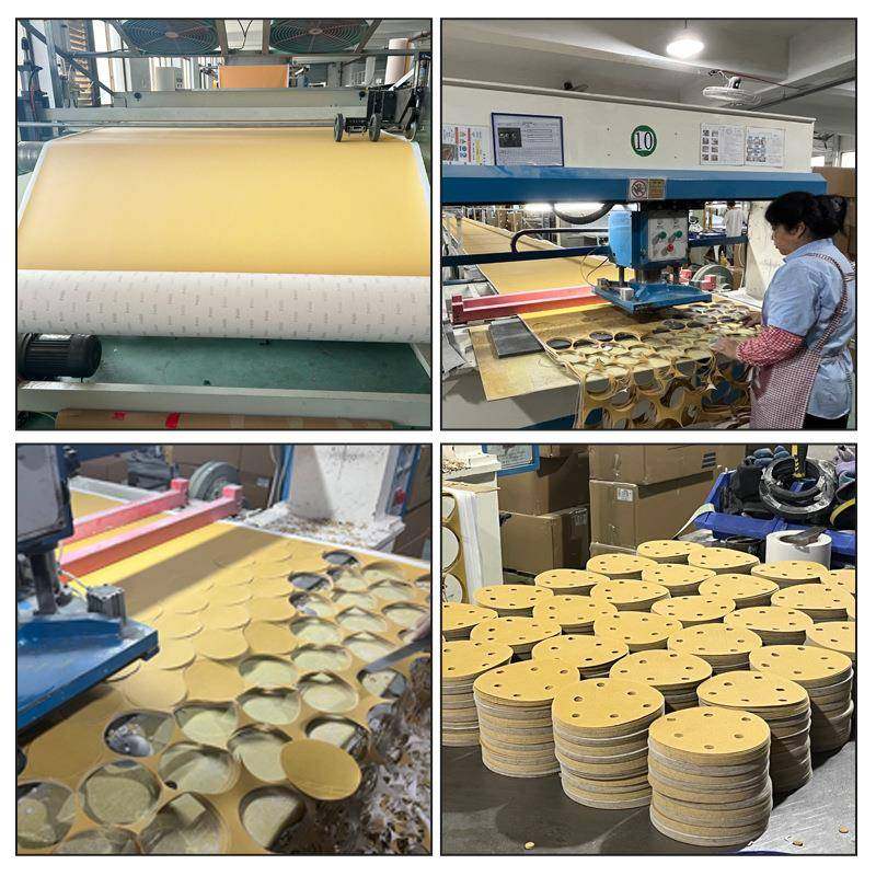 6寸9孔汽SAG车干1磨砂纸50mm自式打磨抛光粘碟植绒砂圆盘黄砂纸