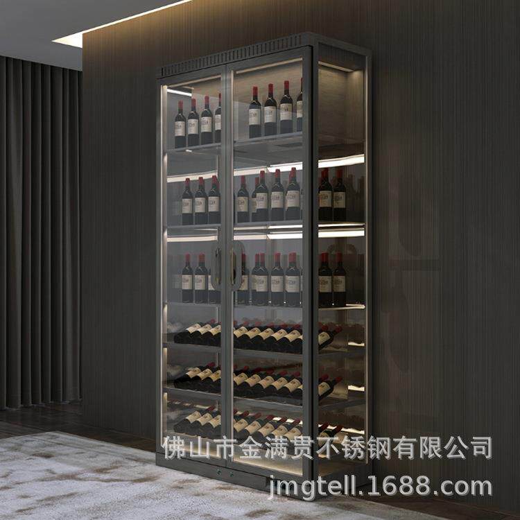 定制现代简奢约轻不JMG锈钢恒温恒柜湿酒家用客厅酒柜酒柜厂家直