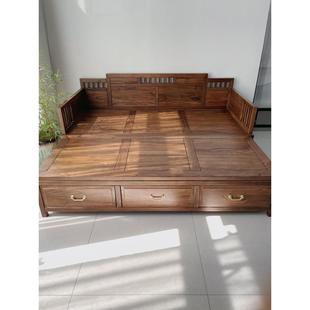 两用沙发新中式罗汉床折叠床推拉储罗榆木木实木榆物老新中221002