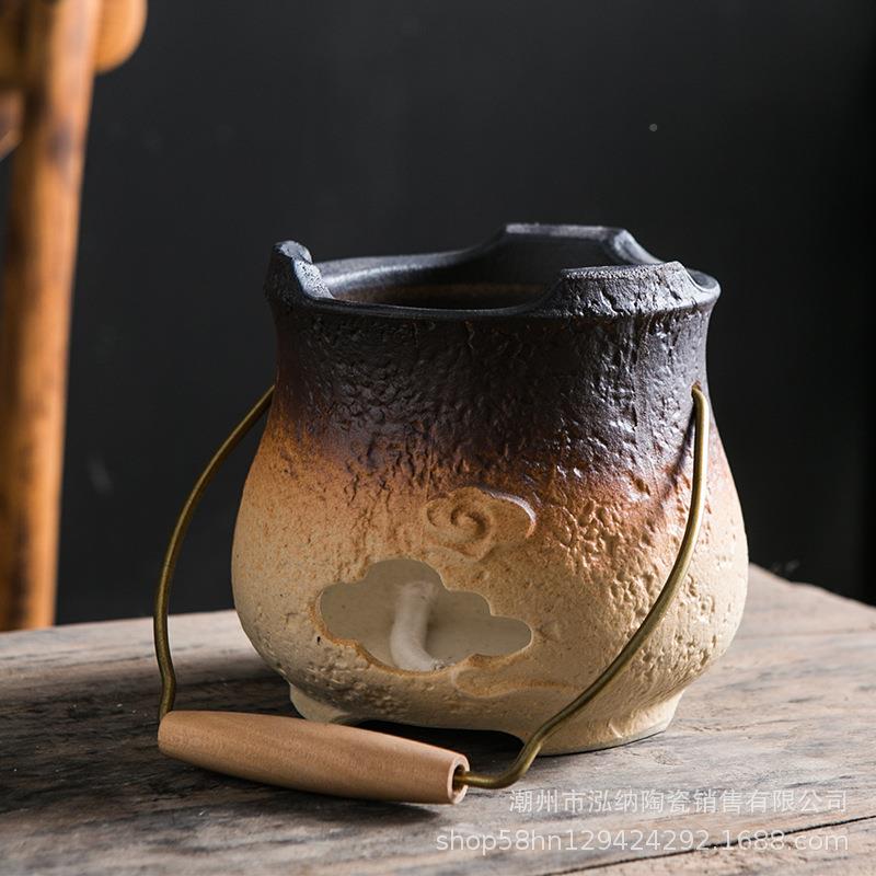 围炉茶行家用户煮外510旅酒精煮炉碳炉粗陶明火茶炉取暖炭烧茶炉