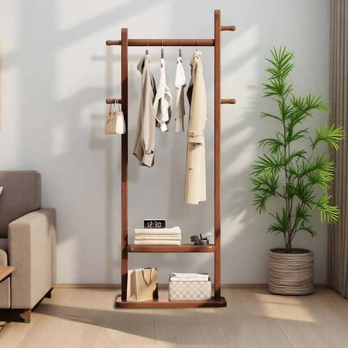 多功能衣用服收衣纳置物架子客厅落地挂衣架实木帽ZNL耐架结实不