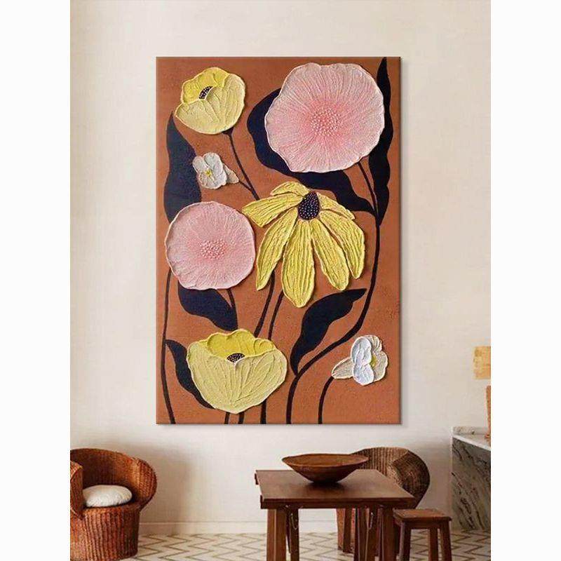 厚顺】纯手绘油丰画简美抽式玄关装饰画客厅餐厅象艺术花卉涂WMQ