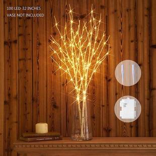 100灯铜线灯2枝白桦树80cm高birchtreelights