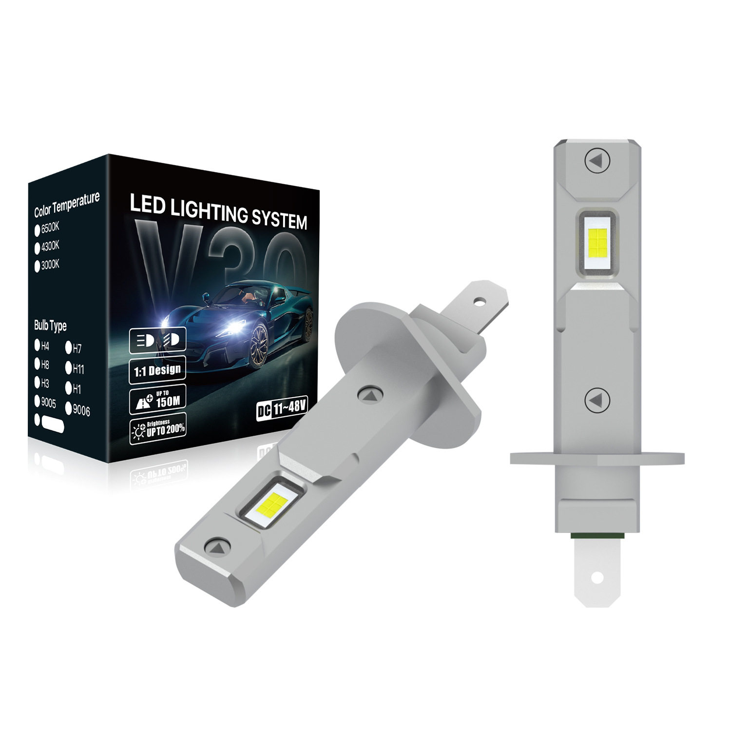 LED车灯汽车前照灯LED货车灯宽压12V24V48V源头工厂H1LED大灯