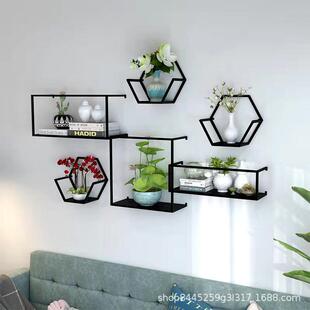 墙上架装饰品摆件金色铁艺搁板置物架墙壁书架店铺小壁挂架壁挂式