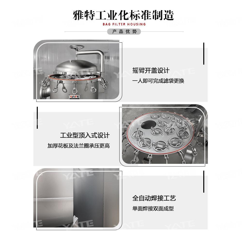 内外镜面袋式过滤器单多袋进侧侧过滤设备DN5法兰多袋式袋0不锈钢
