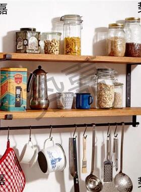 料美式房隔板收纳壁挂调味置物架厨铁艺实68018木隔墙壁板餐厅墙