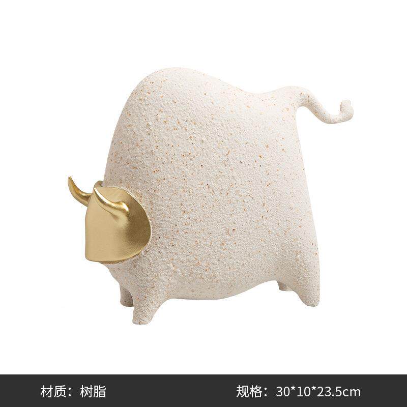 砂岩金角KTZRTZ牛家摆工艺品金几色树件脂斗牛桌摆客厅酒柜茶居摆