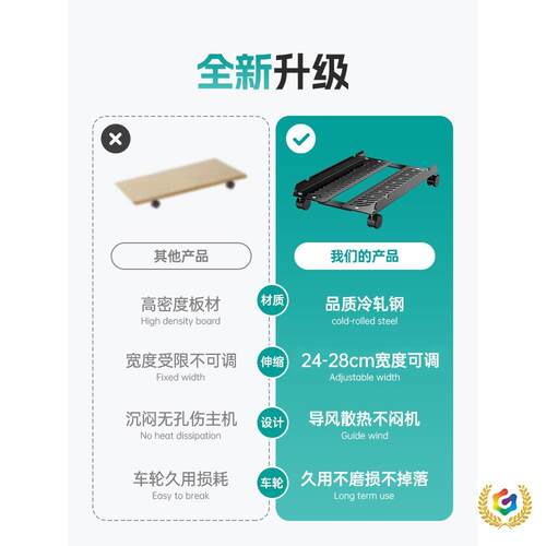 移?置简电脑主机箱托架动底座可动台式机置物架加高固定托移Fh(h(