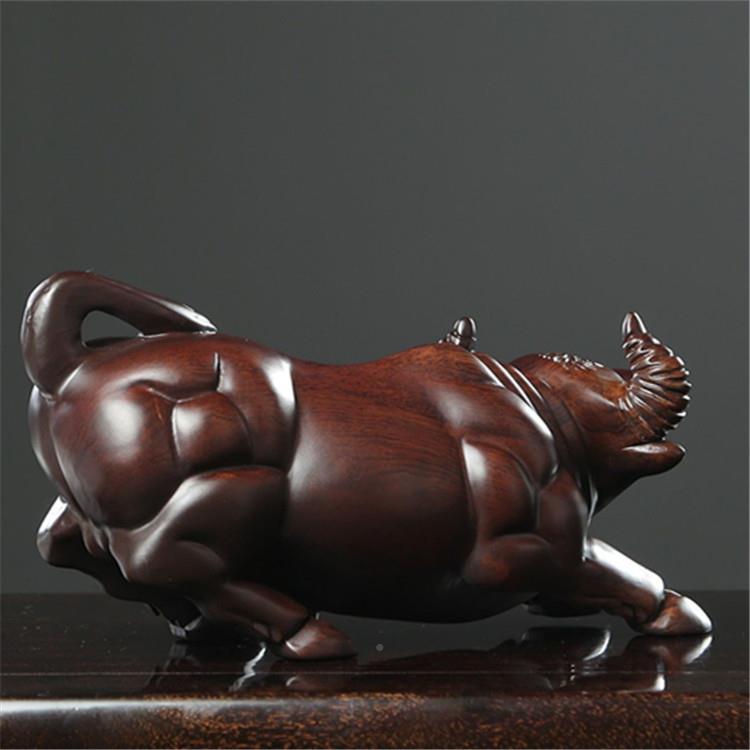 黑檀木雕牛气冲天木质货摆件木制牛市大14575牛十二股生肖量现/根