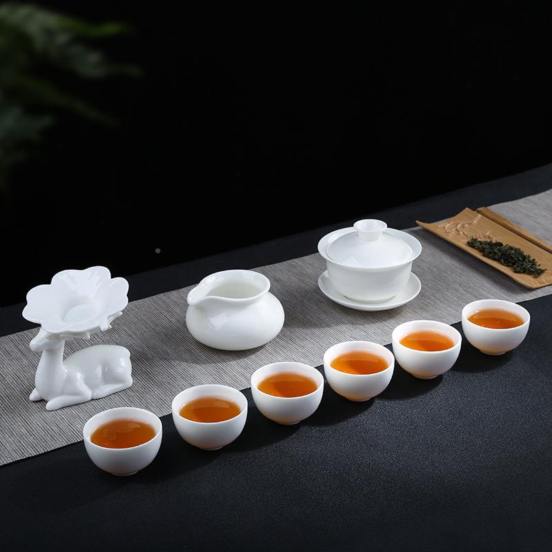 羊油脂玉具套装猪白中国白德化白玉瓷茶具茶套装礼瓷loyzy20180go