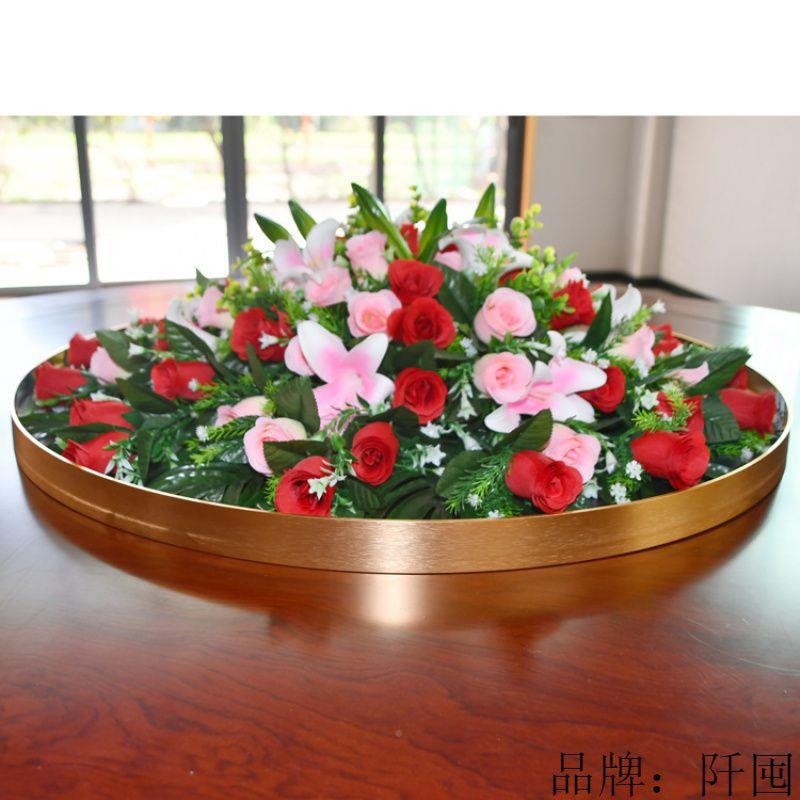 酒店形花桌花圆电动转盘假花大圆桌中间装餐饰花餐厅jjTy8SDy包间