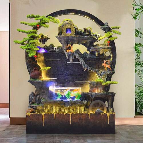 客厅水幕墙LRI流水屏风隔断大墙型假山景室内外鱼缸喷泉造景摆水