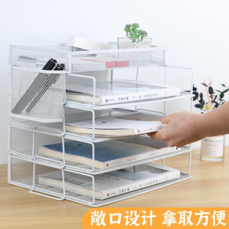 金属白色文件艺件文件架办铁公室a4多层文资料架桌面文夹件置物架图片