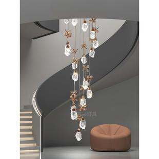 轻奢水晶楼梯吊858灯现代创复式 楼别墅厅挑大空楼意梯t间lof公寓