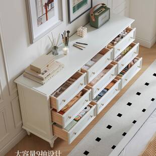 法式实木五七八九斗柜卧室白色柜子靠墙轻奢美式床尾收纳客厅复古