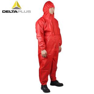 代尔塔401020红色 液密中型防化服420克重耐酸碱防渗透防火阻燃