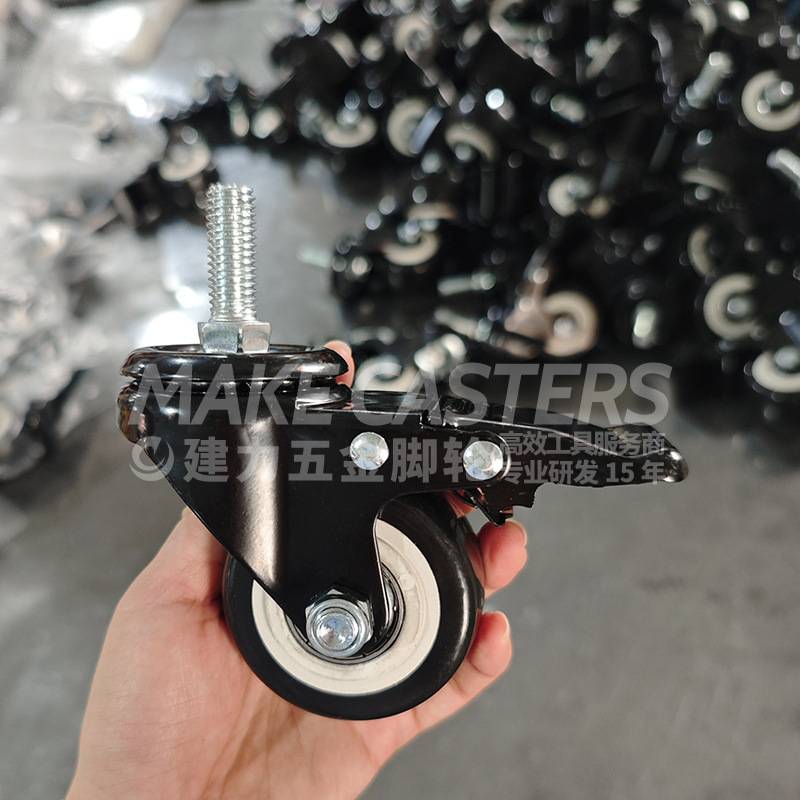 金钻万向轮子2寸耐磨脚轮3家具箱装1.5寸工业4定向刹车黑色双轴承