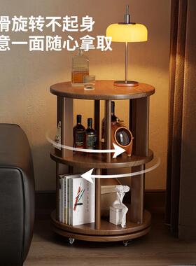 转实木床头柜书架FJZ一边体家用可卧室床边移动旋置物架床头小几