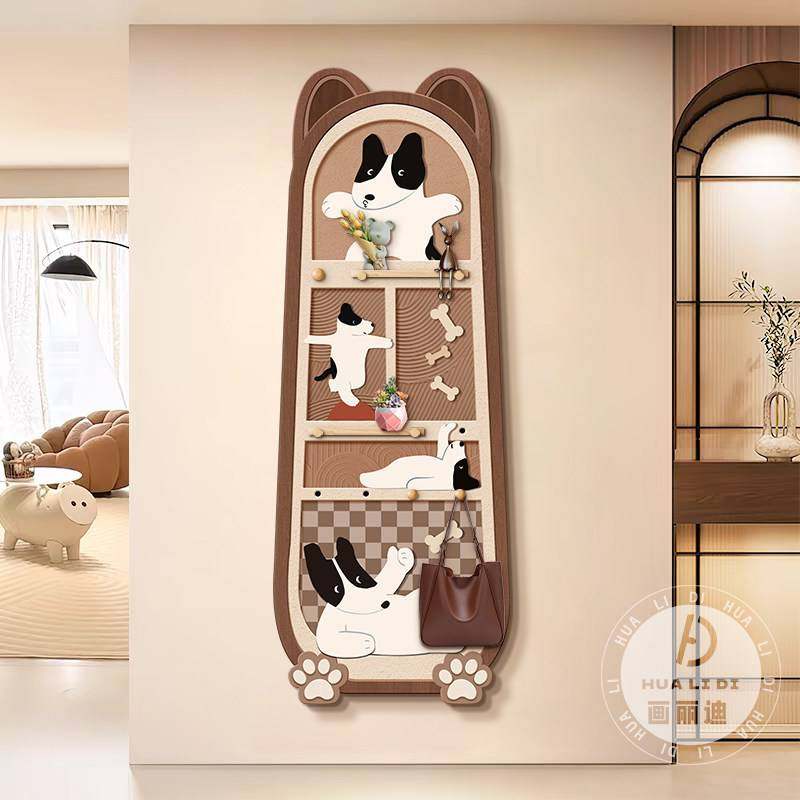 中古风多巴胺小狗洞洞板玄关装饰画客厅画客厅置物挂衣架收纳壁画,玩具/童车/益智/积木/模型,垂直悬浮玩具,淘宝优惠券,粉丝福利购,淘宝优惠卷