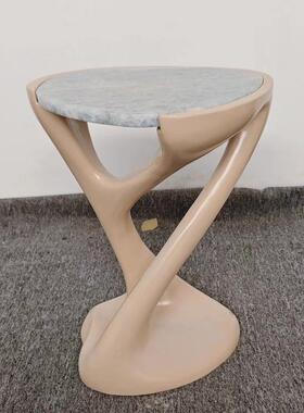 厅沙14857发小圆形边桌现代轻奢客床头边几式创意茶桌电镀大理石