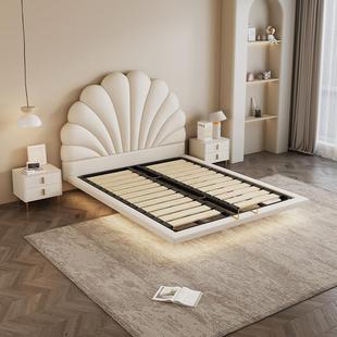 瓣公UVM主轻奢悬浮床带灯现代简约艺双人床1.花米1.5米主卧床家大