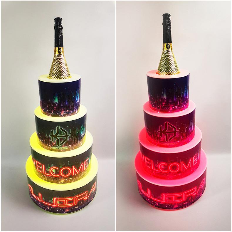 发跨境LED-3636D七彩光蛋糕酒架蛋糕桶光KT酒V吧道具遥控变色发光