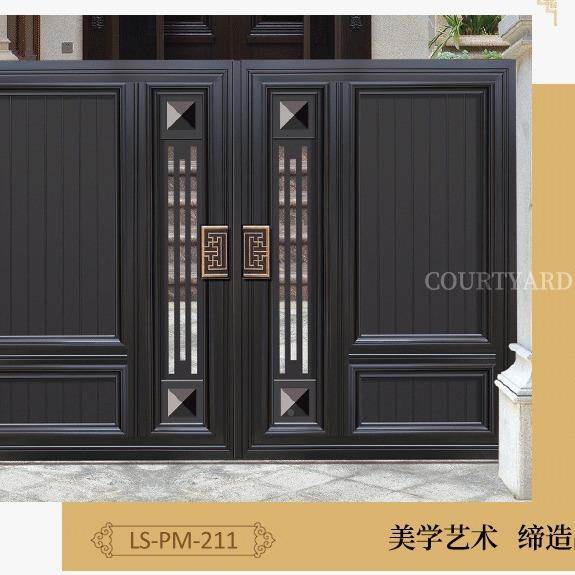 铝合院金庭门中式别大门电动自动围墙花墅园门防铝盗门艺336对开