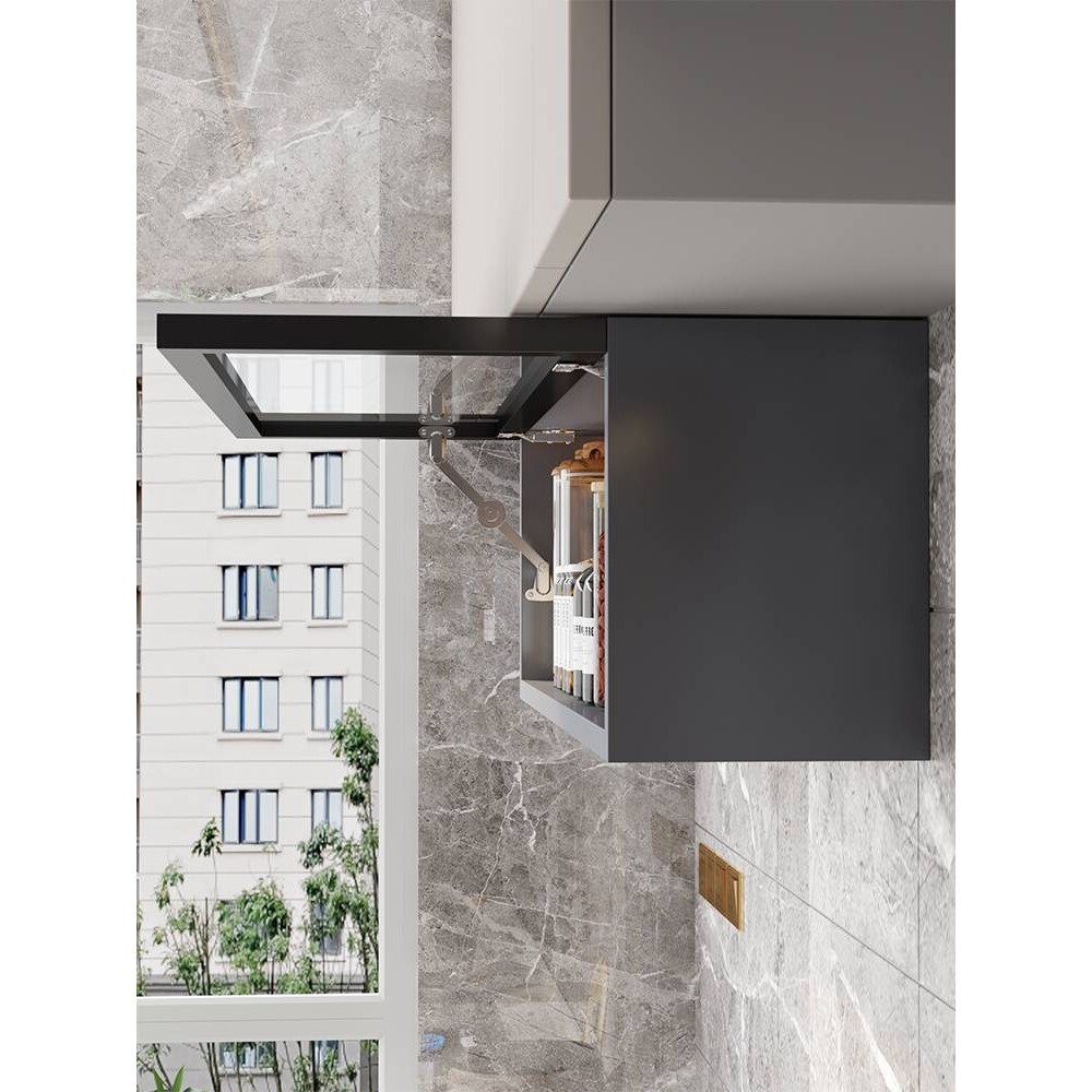 ?厨房吊柜下置物架厨房上翻柜玻璃门小吊柜壁挂置物柜铝合金调料