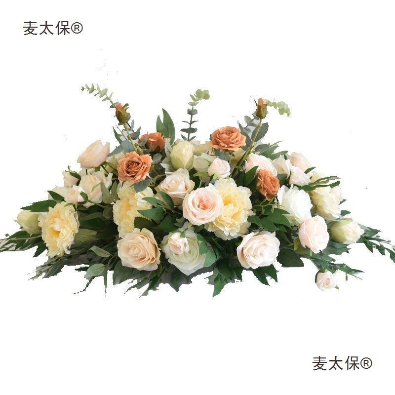 会议桌花台桌摆真花仿电视柜茶几长签到餐桌动麦太保商务活花太装